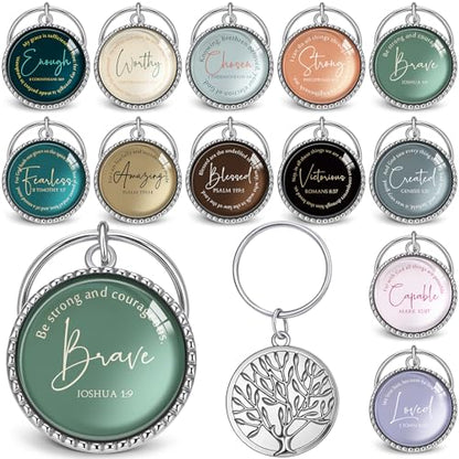 Equsion 36 Pcs Christian Keychain Bulk Mini Bible Keychains, Retro - color: Retro