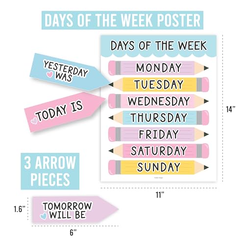 Classroom Calendar Set Bulletin Board Decorations, 98pc School Calendar Set - color: Pastel