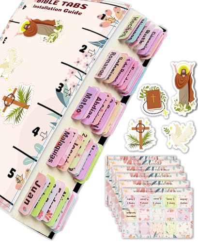 Spanish Bible Tabs for Women, Floral Design Personalized Bible Journaling Tabs, Large Print Bible Book Index Tabs Labels, Bible Study Supplies - style: Floral Spanish
