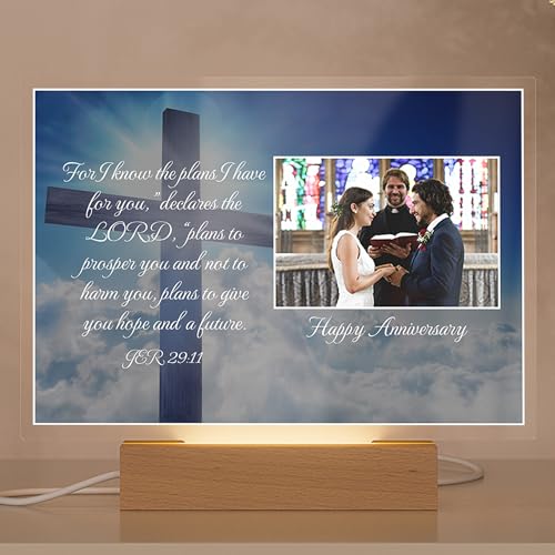 Personalized Christian Acrylic Plaque with Bible Verse Jeremiah 29:11 | Custom Photo & Text | Religious Gift, Spiritual Home Décor, Wedding & Anniversary Keepsake, Inspirational Scripture - color: Jeremiah 29:11