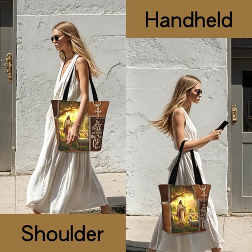 Bible Tote Bags For Women Religious Church Bag Christian Tote Bags Inspirational For Women Organizer Christian Gift - color: Bible Jesus and the Lamb