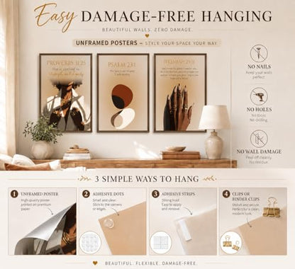 IEMIHZUM African American Girl Christian Wall Art Set of 3 12x16in - color: Poster Scripture, size: 16L"X12W"