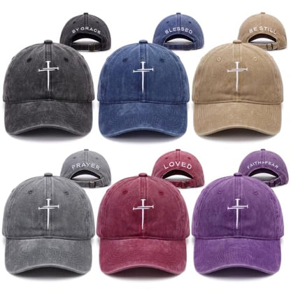 6/12 Pack Christian Hats Bulk for Men Women - style: Cross 4