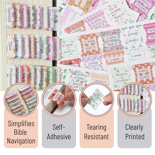 Mr. Pen- Laminated Bible Tabs, 120 pcs, Easy-to-Read & Apply - color: Garden Glory
