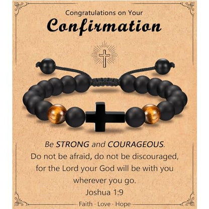 Leyung Cross Bracelet Gifts for Boys, Easter Basket Stuffers Baptism Gifts - color: Confirmation