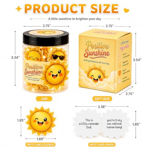 Positive Sunshine Jar, 30 Positive Notes for Women, Emotional Support Cards - color: Positive Sunshine Jar