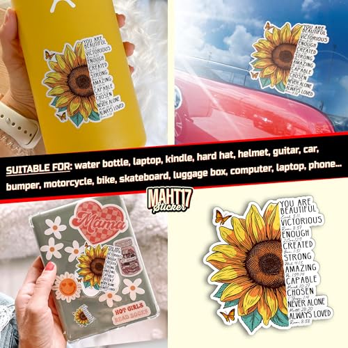 (3Pcs) You are Sticker Bible Verse Scripture Stickers Christian Faith Sunflower Stickers Religious Quotes Faith 2" Waterproof Die-Cut Vinyl Sticker for Laptop Water Bottle Kindle Decal Gifts 2 Inches - size: 2x2"