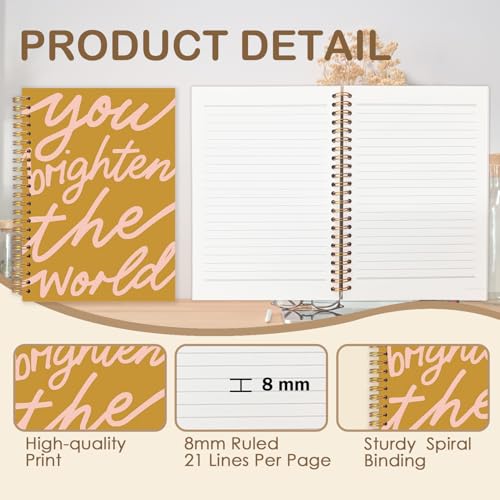 Inspirational Spiral Journal Notebook 5.5x8.3in, You Brighten the World,Positive Gifts for Women, Affirmation Journal for Women, Motivational Hardcover Notebook - color: Positive Affirmation