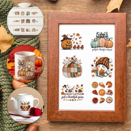 Rngmsi UV DTF Cup Wrap - 25 Sheets Thanksgiving Fall UV DTF Stickers - style: Thanksgiving Fall