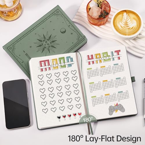 EMSHOI Graph Grid Journal Notebook, 192 Pages, A5 Size (5.7'' x 8.3'') - color: Light Green, style: Grid