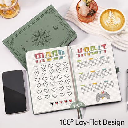 EMSHOI Graph Grid Journal Notebook, 192 Pages, A5 Size (5.7'' x 8.3'') - color: Light Green, style: Grid