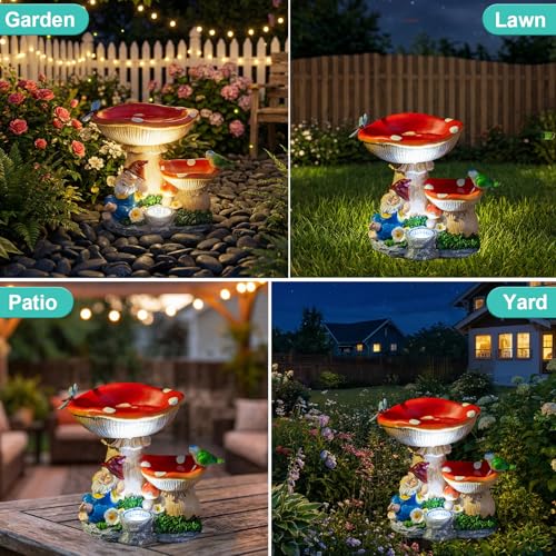 ZQQLITE Solar Gnome Statues Figurine Lights - Garden Lighting Outdoor Decorations, Gnome Sleeping Under Mushroom, Yard Art Lawn Ornaments for Porch Patio Balcony - Gnome Gifts for Women Mom - color: Sleeping Mushroom