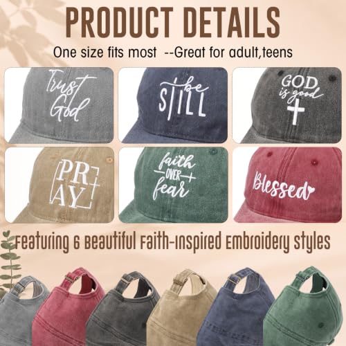 6/12 Pack Christian Hats Bulk for Men Women - style: Cross 3
