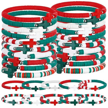Landical 30/50/100 Cross Bracelets Bulk Jesus Women - color: Xmas Color