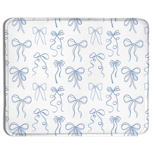 Coquette Blue Bow Mouse Pad, Preppy Girly Blue Aesthetic Mousepads for Wireless Mouse Computers Laptop Desk Accessories, Coquette Preppy Office Supplies, 9.5x7.9 Inch - color: colour 9