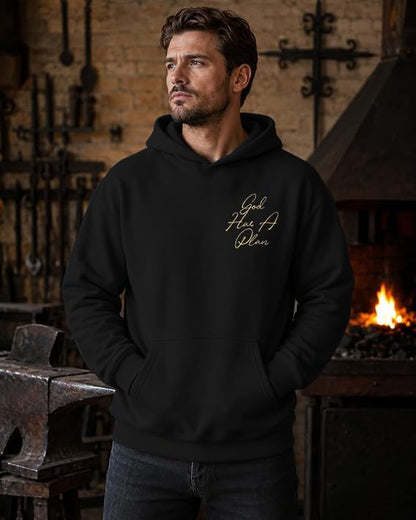 Christian Hoodies for Men God Has a Plan Graphic Tops - color: Black, size: XX-Large