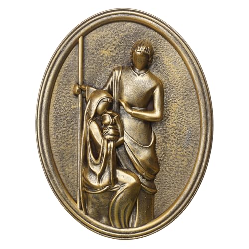 Christmas Framed Wall Art with Nativity Holy Family Mary Joseph and Baby Jesus Figurines, Vintage Gold Wall Decor Nativity Scene Set 3D Aesthetic for Living Room Bedroom Gallery Kitchen - color: Holy Family