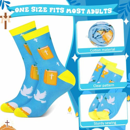 Haysandy 8 Pairs Christian Crew Socks Men Faith Bible Verse,Christian