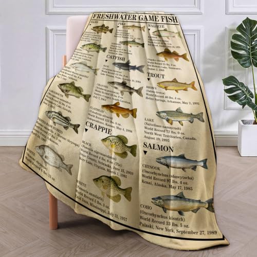 Freshwater Game Fish Blanket Gifts for Women Dad - color: Fish, size: 40"x50"