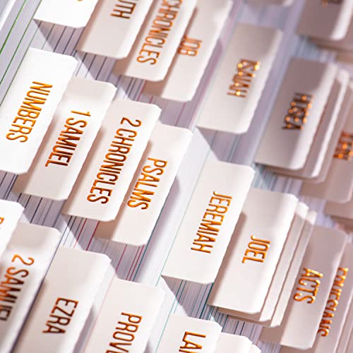 DiverseBee Laminated Bible Tabs with Copper Embossed Lettering (Alabaster) - color: Alabaster