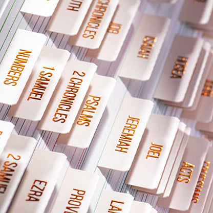 DiverseBee Laminated Bible Tabs with Copper Embossed Lettering (Alabaster) - color: Alabaster