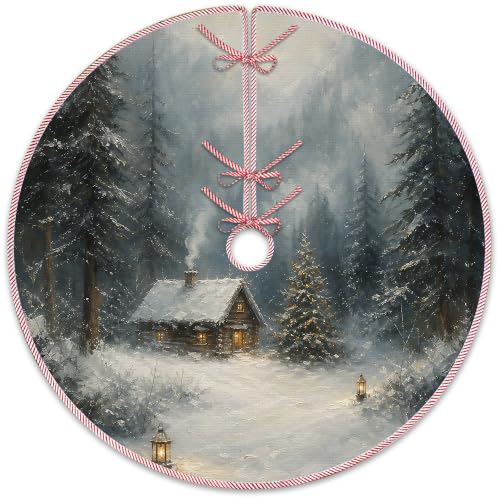 Winter Landscape Christmas Tree Skirt, Rustic Xmas Tree Skirt 530XW-TS - color: Winter-2