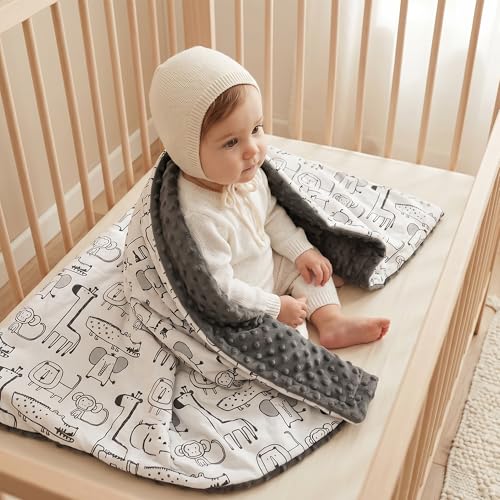 Fleece Baby Blankets for Girls & Boys, Infant Toddler Blanket - color: Gray Animals