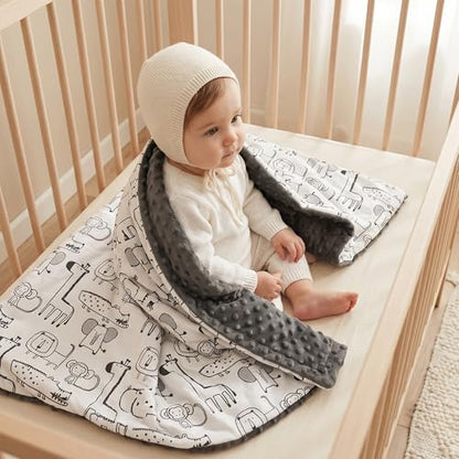 Fleece Baby Blankets for Girls & Boys, Infant Toddler Blanket - color: Gray Animals