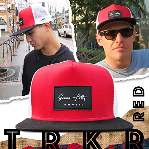Grace Folly Trucker Hat for Men & Women. Snapback Mesh Caps - color: Red & Black