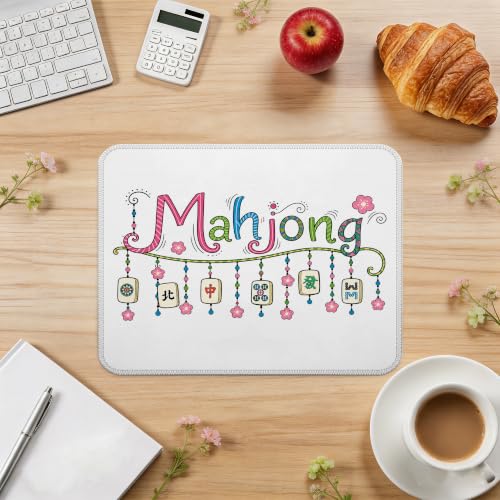 Colorful Mahjong Floral Mouse Pad Mahjong Tile Desk Pad 9.5x7.9 Inch - color: Mahjong