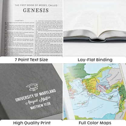Personalized KJV Bible, Custom Name, School Name, Class of 2026 Design, King James Version, Red Letter, Deluxe Gift Edition, High School or Collage Graduate, Graduation Gift, Gray - color: Kjv Gray Deluxe, size: King James Version