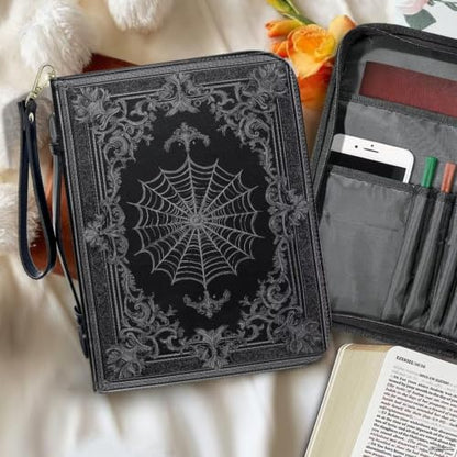 Bible Case for Women Men Large Size Bible Cover Case Book Sleeve Scripture Study Bible Carrier Bag,Size L-2XL - color: Black Spider Web, size: Large