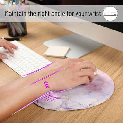 Mr. Pen- Ergonomic Mouse Pad with Wrist Rest, Pink Marble Luxe Design - color: Pink Marble Luxe