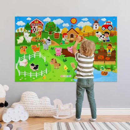 Dr.Rapeti 43x28 inch Felt Story Board Set, 41Pcs Animals Flannel Board