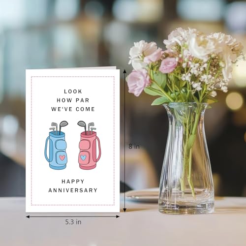 Funny Golf Anniversary Card for Him Her, Golf Pun Anniversary Card for Husband Wife Girlfriend Boyfriend, Look How Par We've Come - color: Golf Anniversary