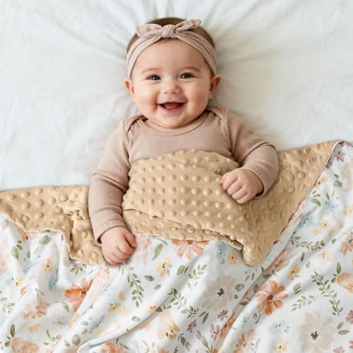 Fleece Baby Blankets for Girls & Boys, Infant Toddler Blanket - color: Pinkish-orange Floral