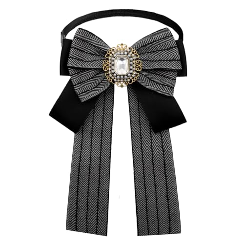 Womens Bow Tie Adjustable Rhinestone Bowtie for Women Ladies Girls Pre-tied Womens Tie for Shirt Suit Uniform - color: Black-strap
