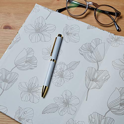 WORLD TRAVELER Large Lined Journal Notebook 256 Ruled White & Ivory Pages - color: Gold Flower