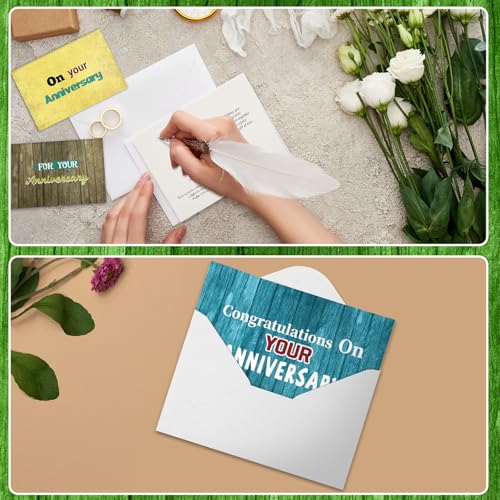 Motiskyy 48 Sets Religious Anniversary Cards Bulk for Wedding Couple Christian Happy Anniversary Cards with Envelopes and Stickers Bible Verse Scripture for Wife Celebrating Moment(Retro) - style: Retro