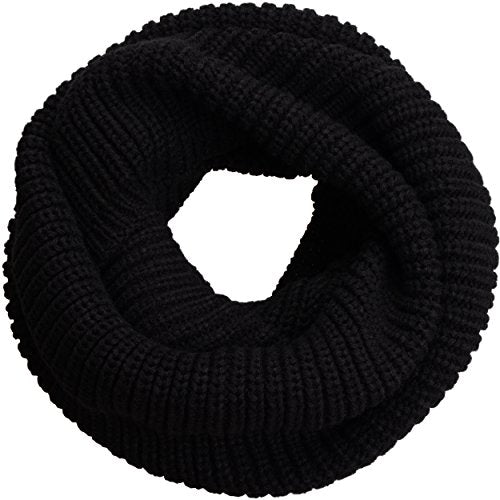 NEOSAN Womens Thick Ribbed Knit Winter Infinity Circle Loop Scarf - color: Black