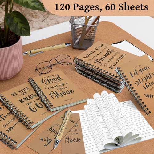 OSIMIG 90 Pcs/30 Set Christian Spiral Notebooks Bulk with Ballpoint Pen and Bookmark; Small Prayer Journal Notebook; Christian Gifts for Church Members, Bible Study Groups & Church Families