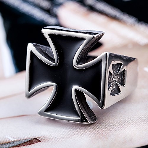 Genuine Stainless Steel Ring for Men Fashion Punk Rock Mason Knight Templar Cross Rings - style: R220