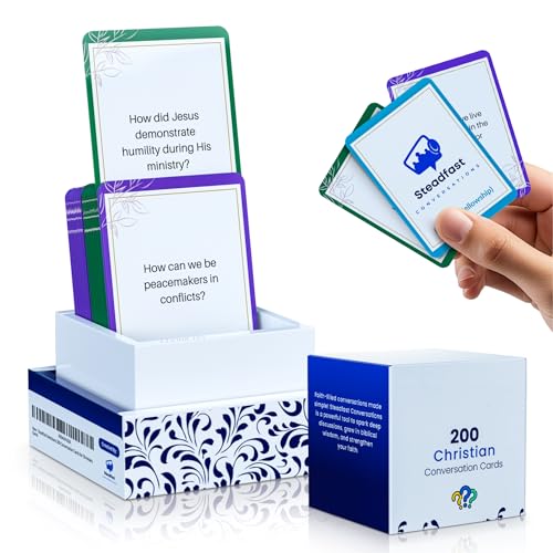 Christian Conversation Cards Game - 200 Faith-Based Conversation Starters for Bible Games Study, Youth Groups & Family - Christian Card Games for Meaningful Discussions About God