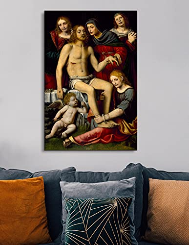 Canvas Print Wall Art - Lamentation Over The Dead Christ by Bernardino Luini - 12x18 inches - color: Lamentation Over the Dead Christ, size: 18"L x 12"W