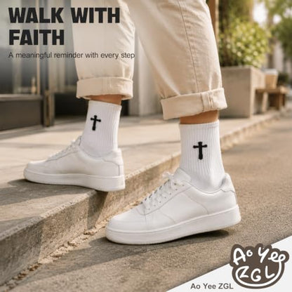 3 Pairs Unisex Cross Socks,Gifts for Christian: Easter Christmas - color: Proverbs 3:5 - White