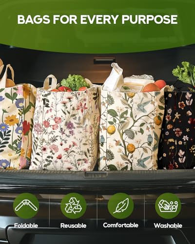 Miss Adola Extra Large Canvas Grocery Tote Bag - color: Lemon & Birds