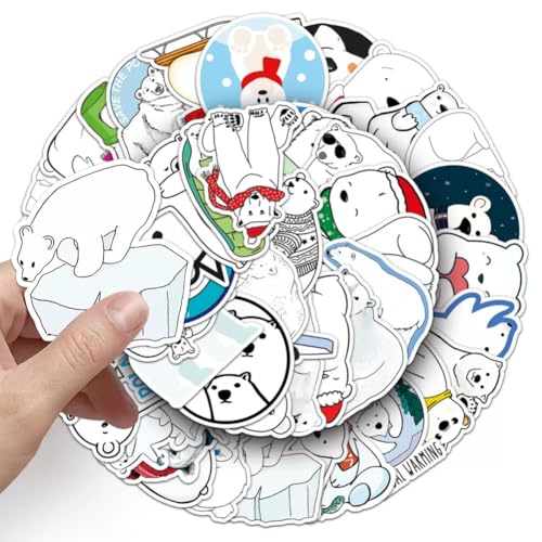 50Pcs Polar Bear Stickers Waterproof Vinyl Decals - color: Polar Bear