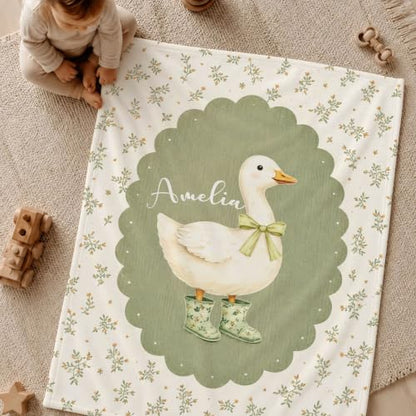 Personalized Goose Baby Blanket, Custom Name Nursery Throw Gift - color: #Ver1