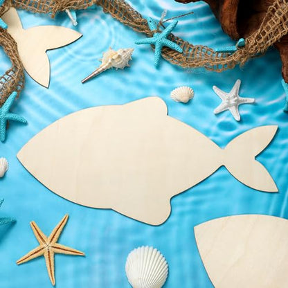 Anglechic 12 Pack 12 Inch Fish Craft Blank Fish Cutout Wood Fishes Slices - color: Fish, size: 12 Inch