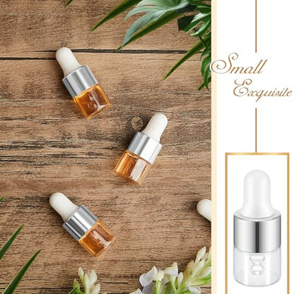 Didaey 100 Pcs Mini Glass Oil Dropper Bottle, 1 ml, Classic Silver - color: Classic Silver, size: 1 ml